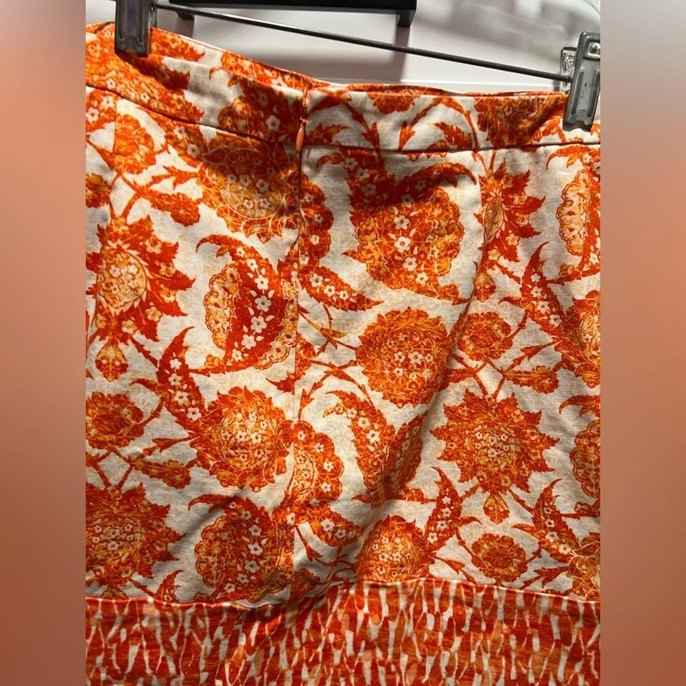 MICHAEL KORS  White Orange Floral Skirt Pencil Straight